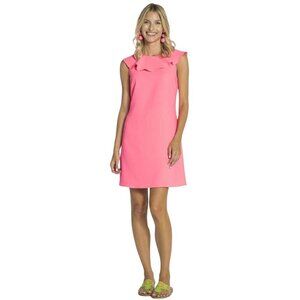 Sail To Sable Pink Poly Crepe Ruffle Neck Shift Dress Womens Size 4